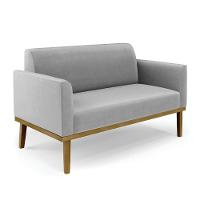 Sofá Namoradeira Com 2 Poltronas Base De Madeira Fixa Castanho Marisa Suede Cinza D03 - D?rossi - 6