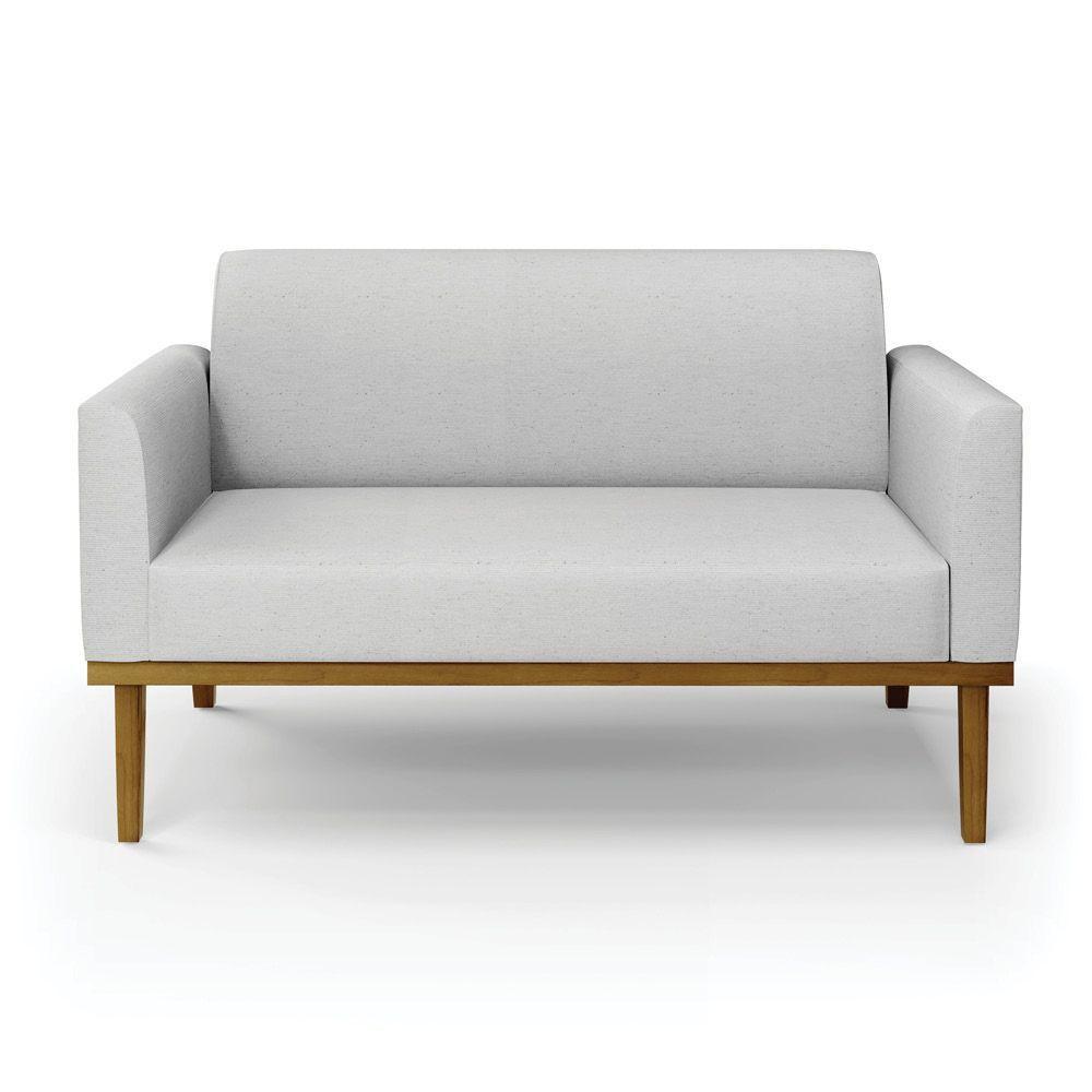 Sofá Namoradeira Base De Madeira Fixa Castanho Marisa Linho Cinza A05 D03 - D?rossi - 4