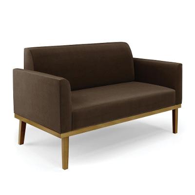 Sofá Namoradeira Base De Madeira Fixa Castanho Marisa Suede Marrom D03 - D?rossi