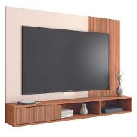 Painel Para TV Até 55 Polegadas Ripado Impressão 3D Com Nicho Madrid Madeirado/Off White Caemmun - 1