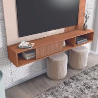 Painel Para TV Até 55 Polegadas Ripado Impressão 3D Com Nicho Madrid Madeirado/Off White Caemmun - 3