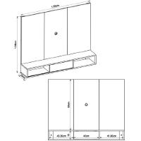 Painel Para TV Até 55 Polegadas Ripado Impressão 3D Com Nicho Madrid Madeirado/Off White Caemmun
