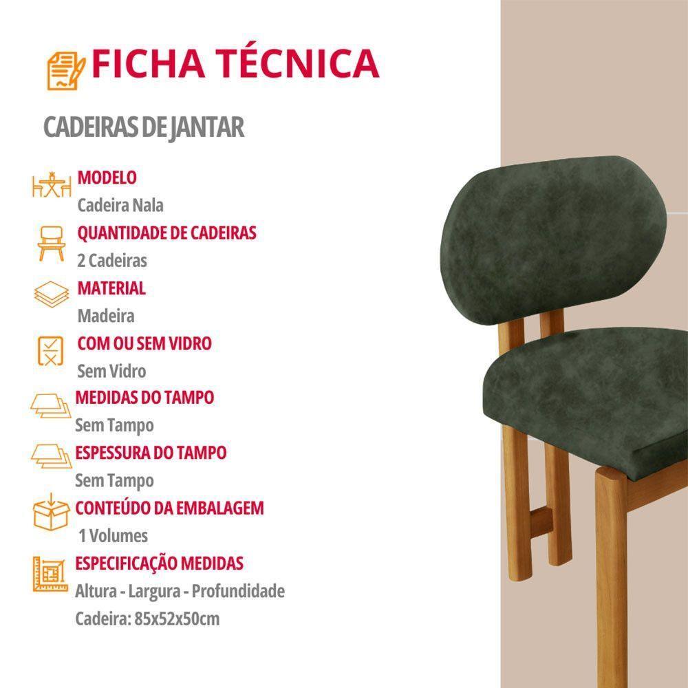 Conjunto Com 2 Cadeiras Madeira Nala Jade/Imbuia Nat. - 4