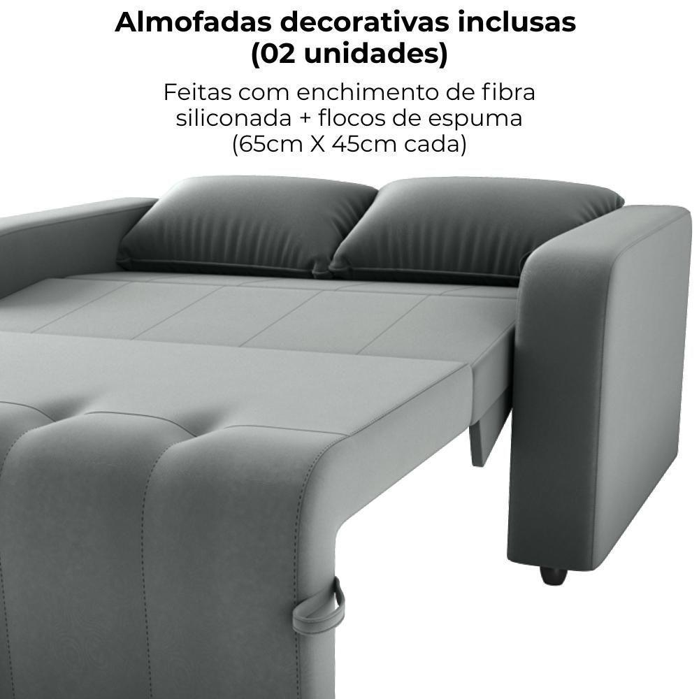 Sofa Cama 2 Lugares 138 Cm Amora Veludo Maserati Milani Store Chumbo - 5