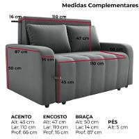 Sofa Cama 2 Lugares 138 Cm Amora Veludo Maserati Milani Store Chumbo