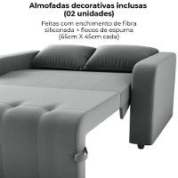 Sofa Cama 2 Lugares 138 Cm Amora Veludo Maserati Milani Store Chumbo - 5