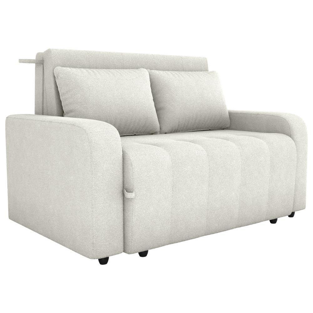Sofa Cama 2 Lugares 138 Cm Amora Tecido Boucle F492 Milani Store Natural - 1