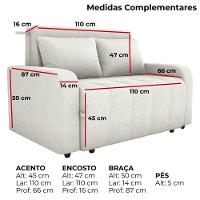 Sofa Cama 2 Lugares 138 Cm Amora Tecido Boucle F492 Milani Store Natural