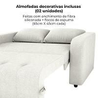 Sofa Cama 2 Lugares 138 Cm Amora Tecido Boucle F492 Milani Store Natural - 5