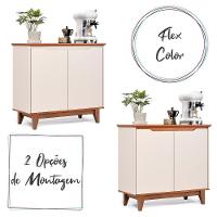Aparador Buffet Flow 2 Portas Com Pés De Madeira Maciça Off White/Freijo - 3