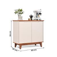 Aparador Buffet Flow 2 Portas Com Pés De Madeira Maciça Off White/Freijo