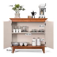 Aparador Buffet Flow 2 Portas Com Pés De Madeira Maciça Off White/Freijo - 5