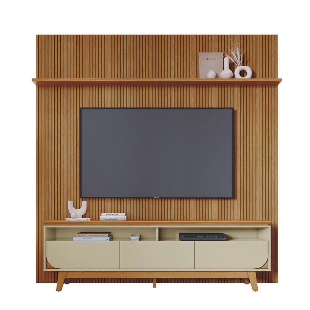 Kit Lyra Painel E Rack Com Painel Cumaru/opala - 2