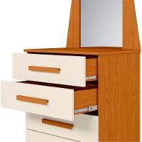 Cômoda Quarto Veneza Com 5 Gavetas E Espelho Cinamomo/Off White - 3