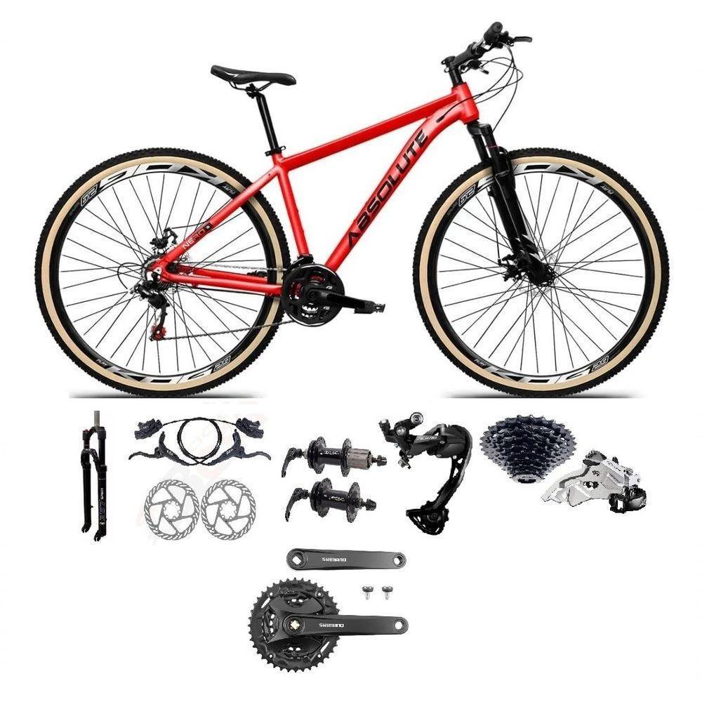 Bicicleta Aro 29 Absolute Nero 5 Câmbios Shimano Alívio/altus 27v Freio A Oléo Garfo Trava Pneu C/faixa -vermelho Tam.17 - 1