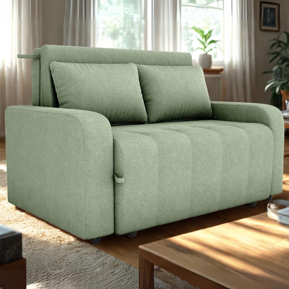 Sofa Cama 2 Lugares 138 Cm Amora Tecido Boucle F494 Milani Store Oliva - 2