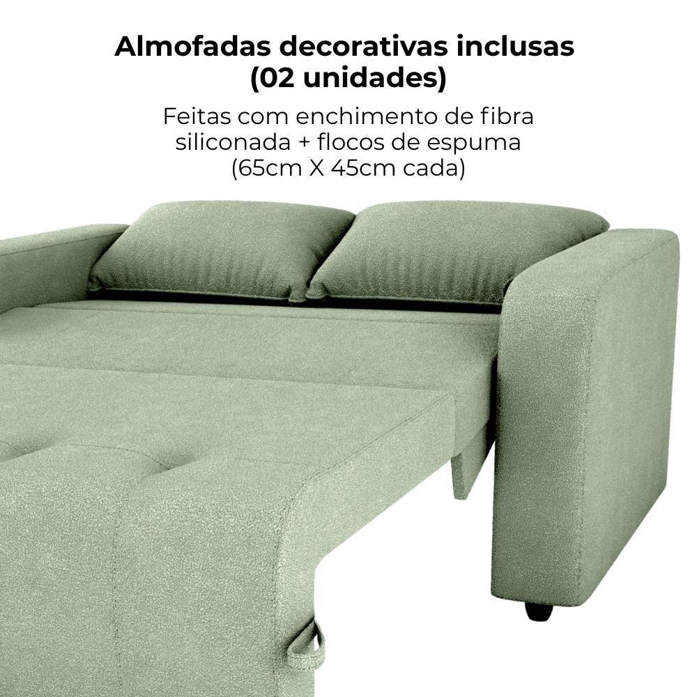 Sofa Cama 2 Lugares 138 Cm Amora Tecido Boucle F494 Milani Store Oliva - 5