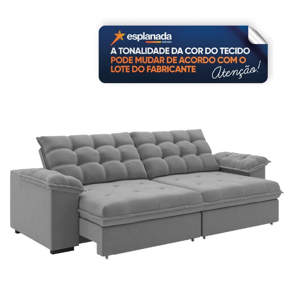 Sofá Retrátil E Reclinável Bipartido 2,90m 5 Lugares Palermo Slim Luizzi Chumbo - 5