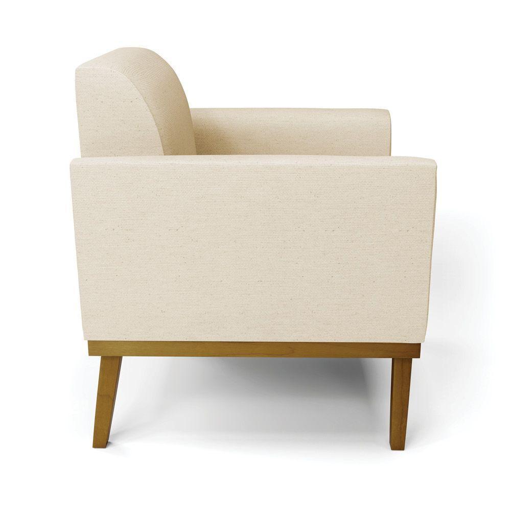 Sofá Namoradeira Base De Madeira Fixa Castanho Marisa Linho Bege A19 D03 - D?rossi - 4