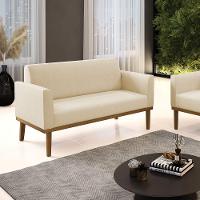 Sofá Namoradeira Base De Madeira Fixa Castanho Marisa Linho Bege A19 D03 - D?rossi - 2