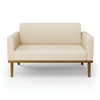 Sofá Namoradeira Base De Madeira Fixa Castanho Marisa Linho Bege A19 D03 - D?rossi - 5