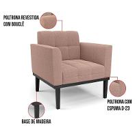 Poltrona Sala Base Madeira Fixa Pto Kit 2 Elisa Bouclê D03 - D?rossi Cor Rose - 5