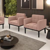 Poltrona Sala Base Madeira Fixa Pto Kit 2 Elisa Bouclê D03 - D?rossi Cor Rose - 7