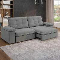 Sofá Retrátil E Reclinável Bipartido 2,50m 4 Lugares Fofão Slim Luizzi Chumbo - 2