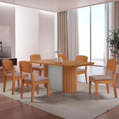 Mesa De Jantar Aspen Cooper 180cm Tampo Mdf Laminado Linho Capuccino /naturale /off White