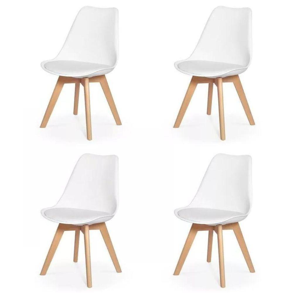 Conjunto Mesa De Jantar Sala Cozinha Elegante Eiffel 90cm Mdf Branca Com 04 Cadeiras Leda Elegance Branca - 5