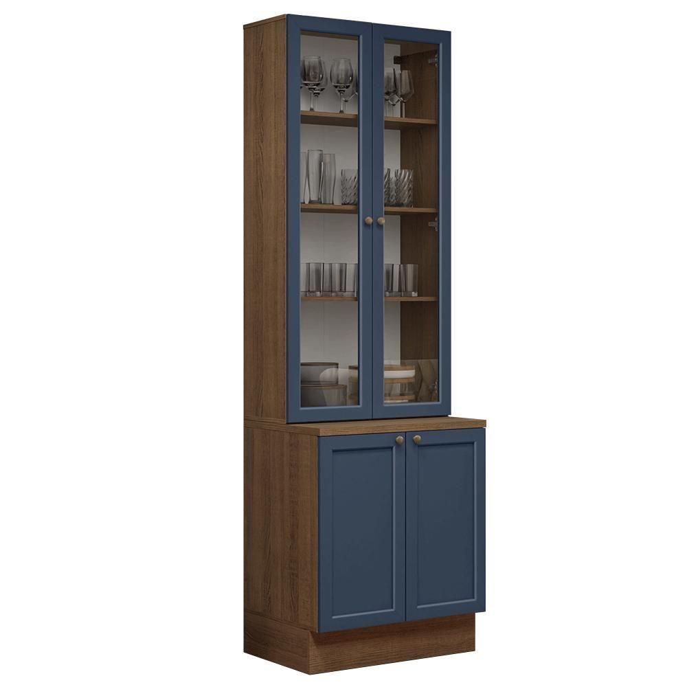 Kit Balcão + Cristaleira 70 Cm Vik Madesa 02 Rustic/azul - 2