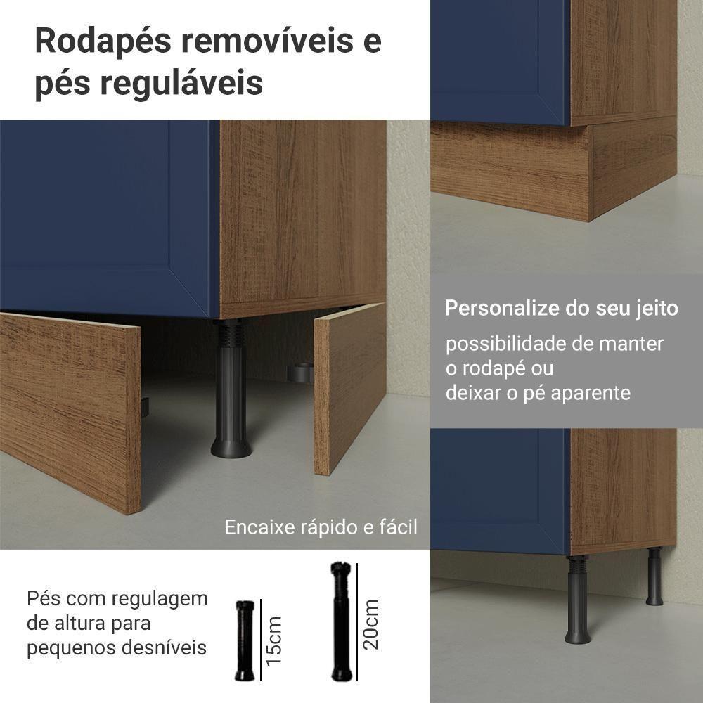 Kit Balcão + Cristaleira 70 Cm Vik Madesa 02 Rustic/azul - 8