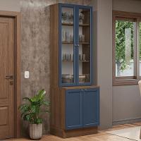 Kit Balcão + Cristaleira 70 Cm Vik Madesa 02 Rustic/azul - 1