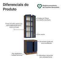 Kit Balcão + Cristaleira 70 Cm Vik Madesa 02 Rustic/azul