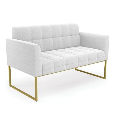 Sofá Namoradeira E Poltrona Elisa Bouclê D03 Tecido Bouclê Off White D'Rossi
