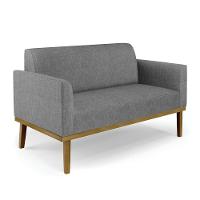 Sofá Namoradeira Com 2 Poltronas Base De Madeira Fixa Castanho Marisa Linho Grafite A26 D03 - D?rossi - 7