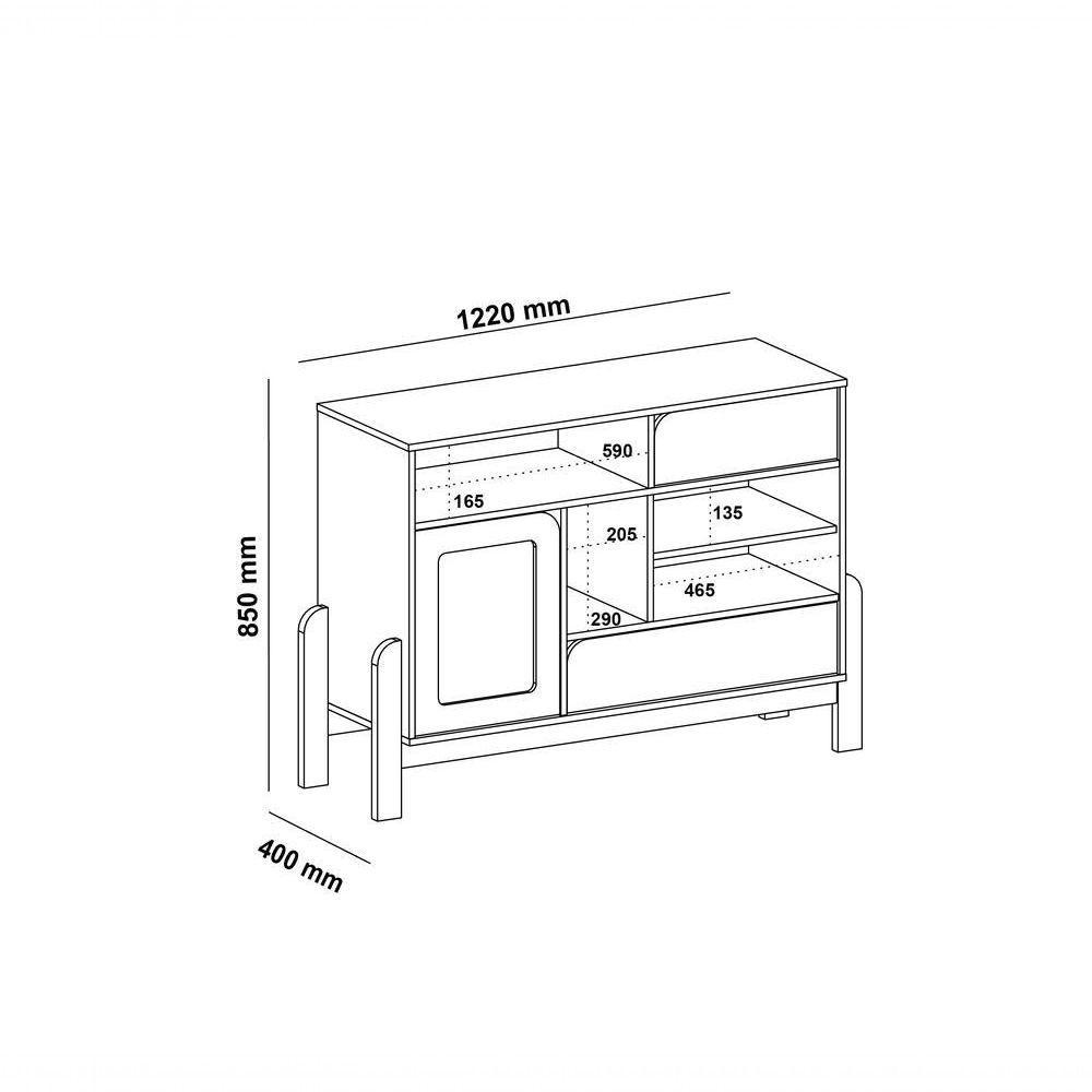 Buffet 1 Porta 2 Gavetas Nature Mdf Naturale E Branco 120cm - 4