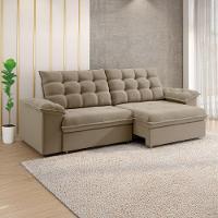 Sofá Retrátil E Reclinável Bipartido 2,50m 4 Lugares Palermo Slim Luizzi Castor - 3