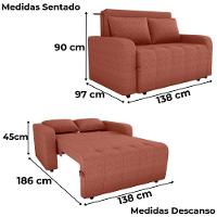 Sofa Cama 2 Lugares 138 Cm Amora Tecido Pompeia G500 Milani Store Terracota - 5