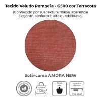 Sofa Cama 2 Lugares 138 Cm Amora Tecido Pompeia G500 Milani Store Terracota - 7