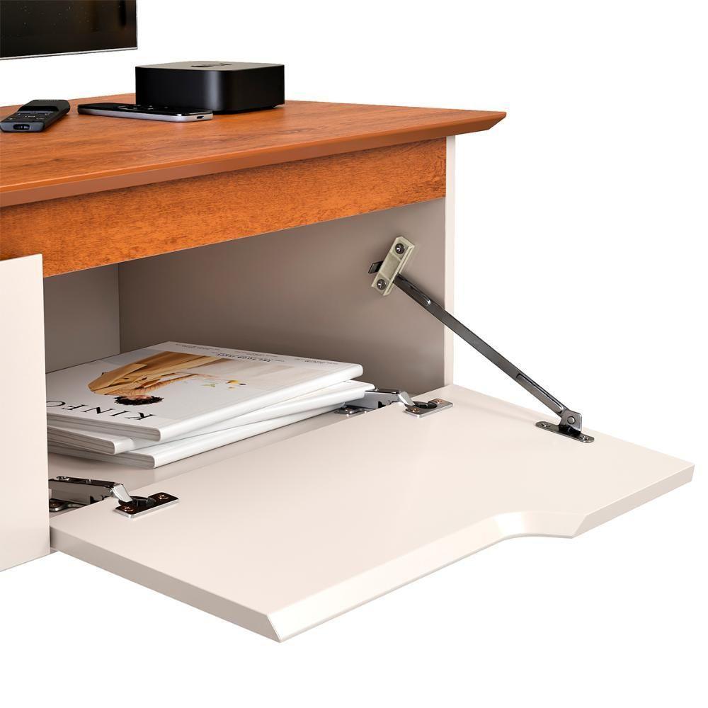 Rack Aparador Suspenso Flow Com 2 Portas Basculante Off White/Freijo - 3