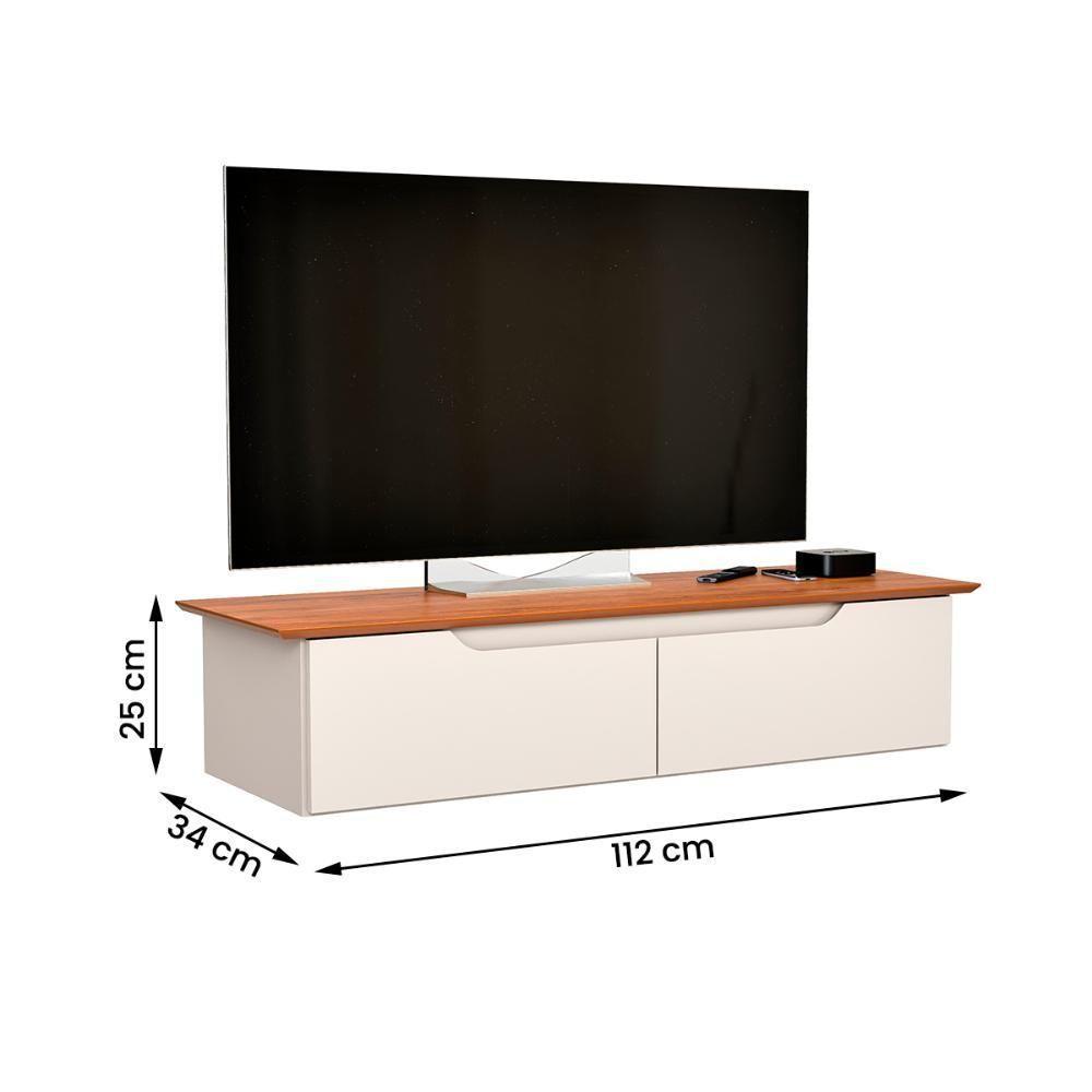 Rack Aparador Suspenso Flow Com 2 Portas Basculante Off White/Freijo - 4