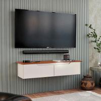 Rack Aparador Suspenso Flow Com 2 Portas Basculante Off White/Freijo - 2