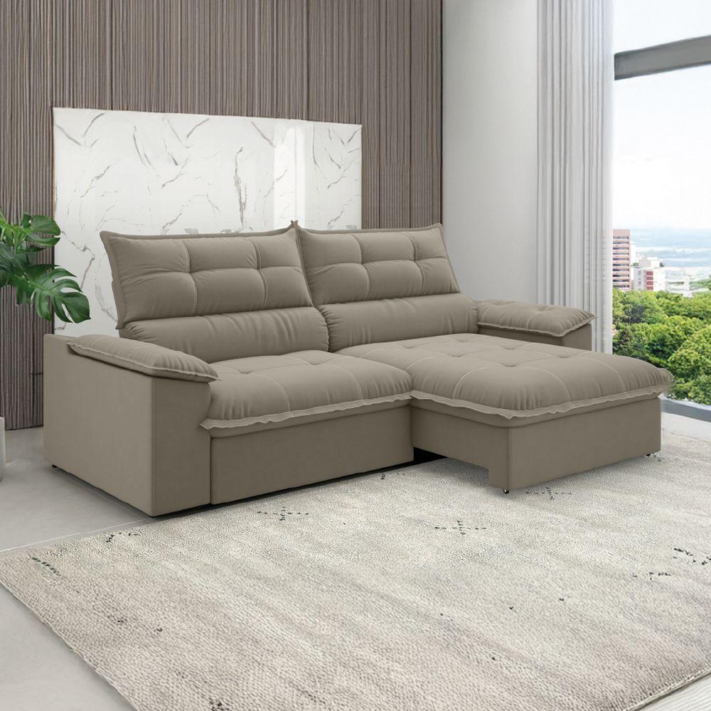 Sofá Retrátil E Reclinável Bipartido 2,50m 4 Lugares Veneto Slim Luizzi Castor - 2