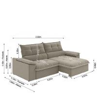 Sofá Retrátil E Reclinável Bipartido 2,50m 4 Lugares Veneto Slim Luizzi Castor - 3