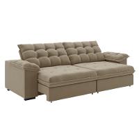 Sofá Retrátil E Reclinável Bipartido 2,30m 3 Lugares Palermo Slim Luizzi Castor - 1