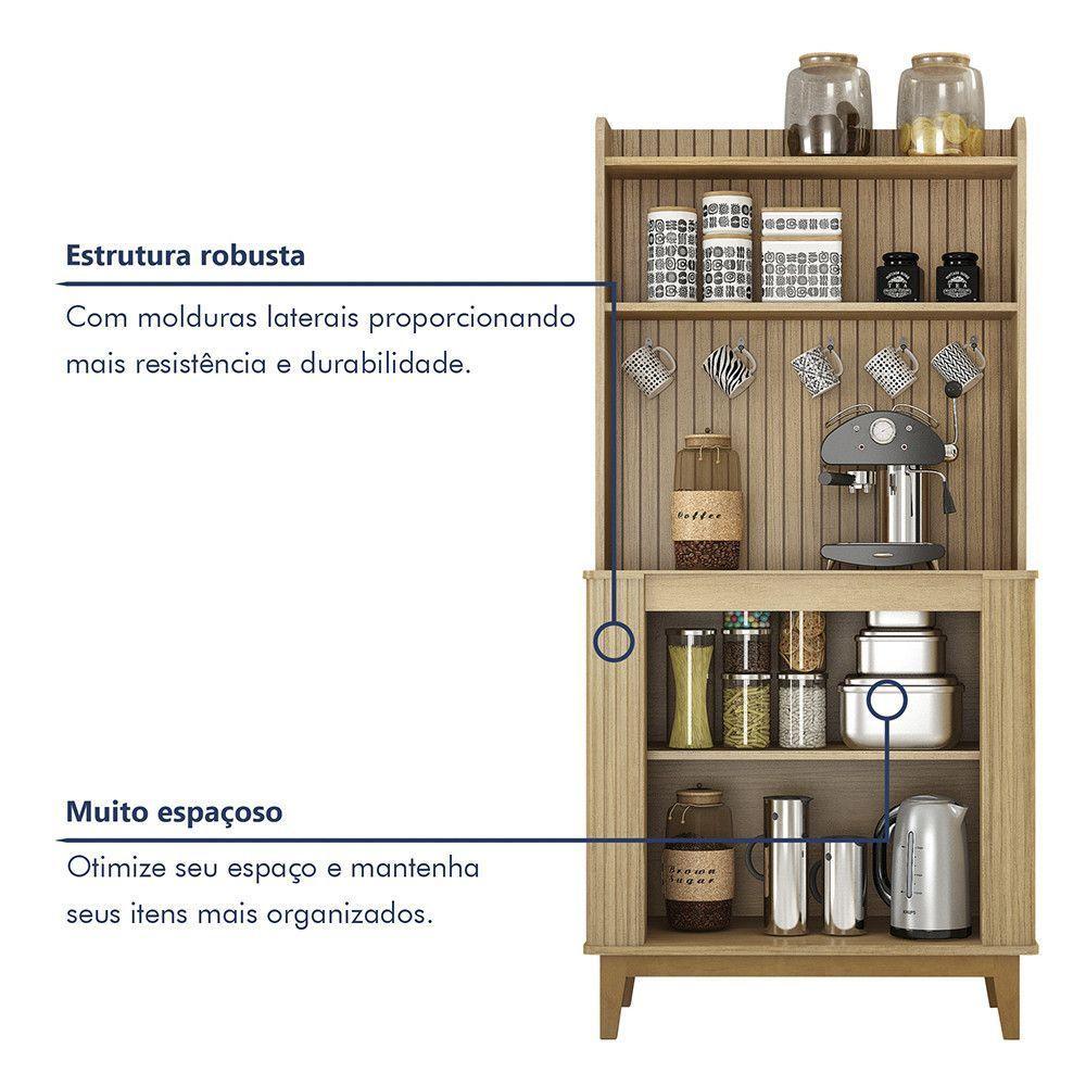 Cantinho Café 2 Portas 3 Prateleira Mantiqueira Valdemoveis Cinamomo/off White - 3