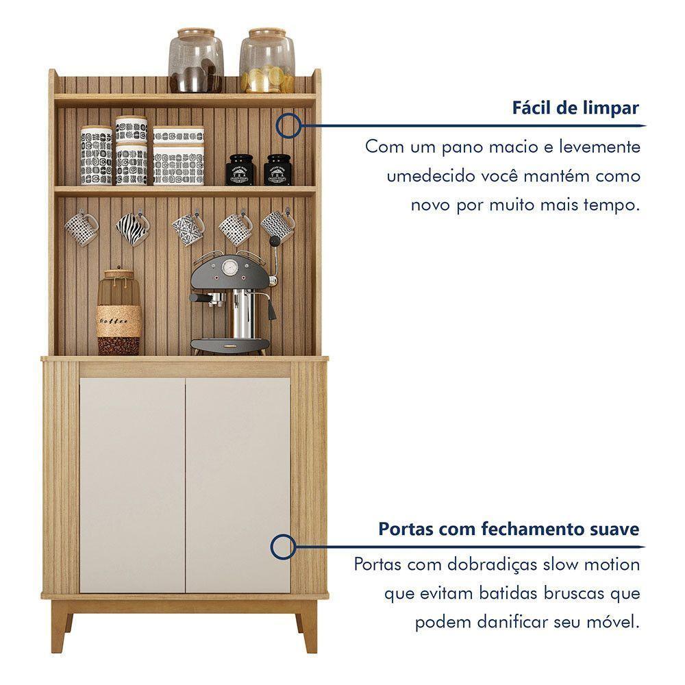 Cantinho Café 2 Portas 3 Prateleira Mantiqueira Valdemoveis Cinamomo/off White - 6