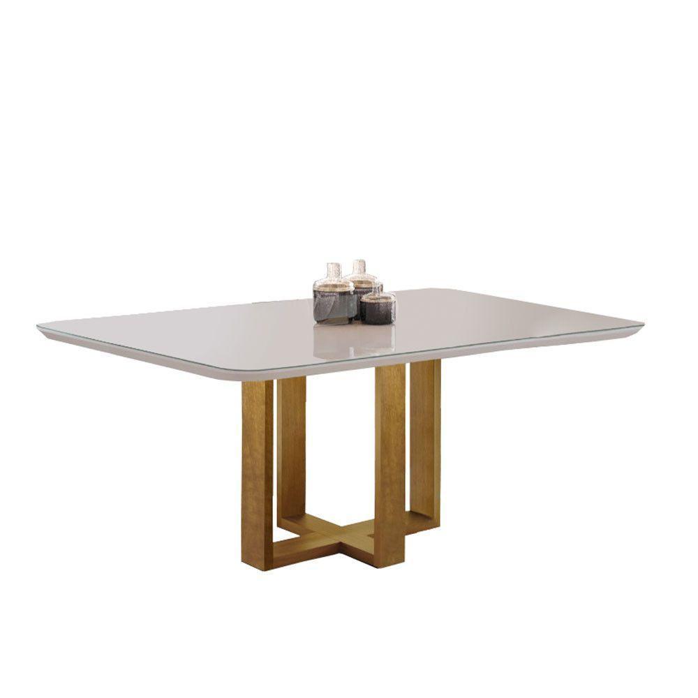 Sala De Jantar Mesa Lisy E 6 Cadeiras Safira Móveis Mundial Mel/off White/marrom - 3