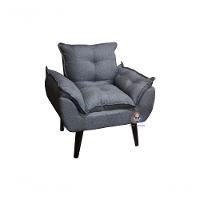 Poltrona/cadeira Decorativa Glamour Grafite Linho Com Pés Quadrado Grafite - 1